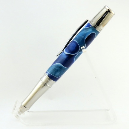 0092 - "Midnight Sky" Stainless Steel Liberty Pen Kit (21993 visits) The glossy barrel on this pen features a plastic resin entitled "Midnight Sky. Navy Blue & Light Blu... 0092 - "Midnight Sky" Stainless Steel Liberty Pen Kit