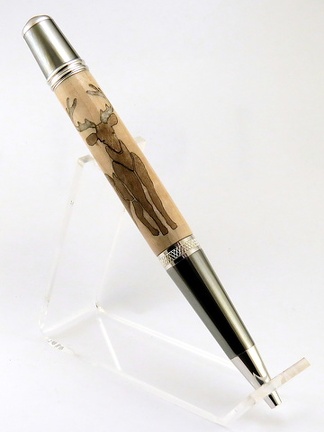 0096 - "Buck" Black Titanium/Rhodium Sierra Pen