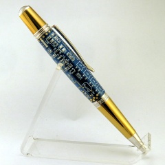 0098 - Circuit Board Titanium Gold/Rhodium Sierra Pen