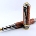 0120 - Amboyna Burl Black Titanium Nouveau Sceptre Fountain Pen